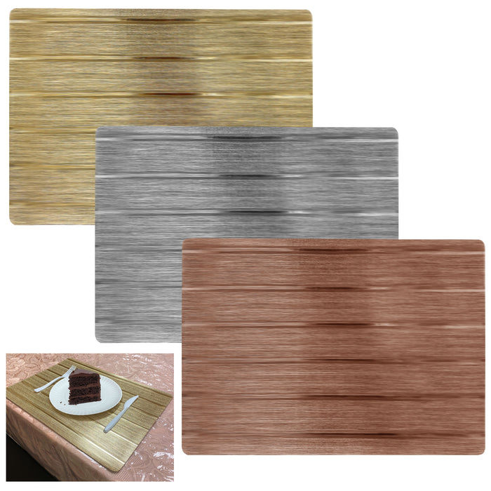 4 Pc Dining Table Placemats Rectangle Mat Metallic Vinyl Kitchen Decor Protector