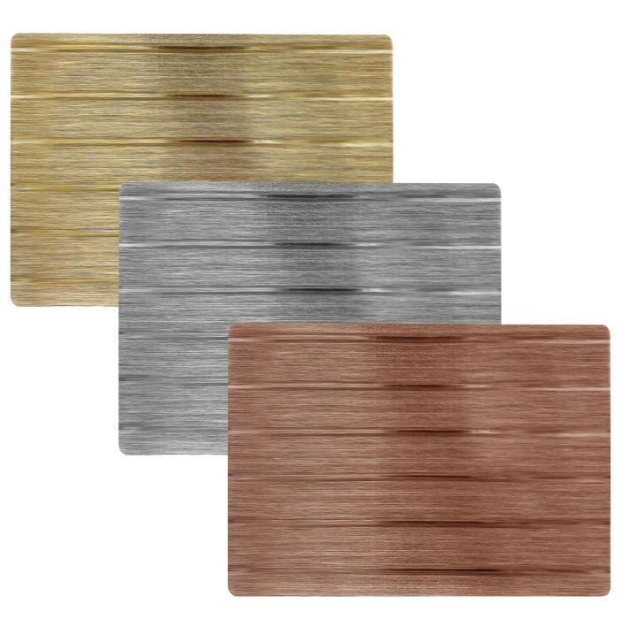 2 Placemats Table Mats Metallic Dining Room Decor Rectangle Gold Silver Bronze