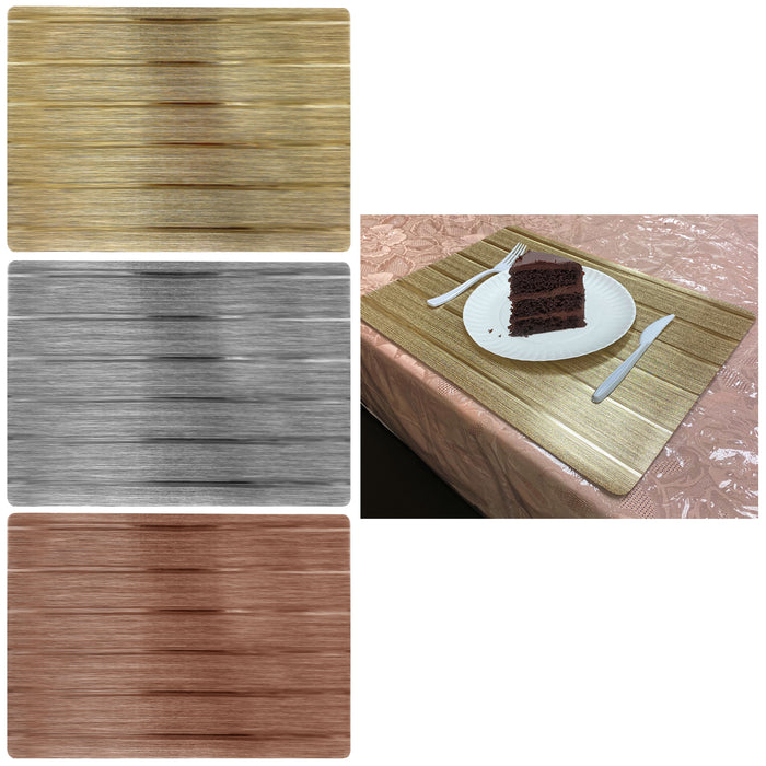 2 Placemats Table Mats Metallic Dining Room Decor Rectangle Gold Silver Bronze