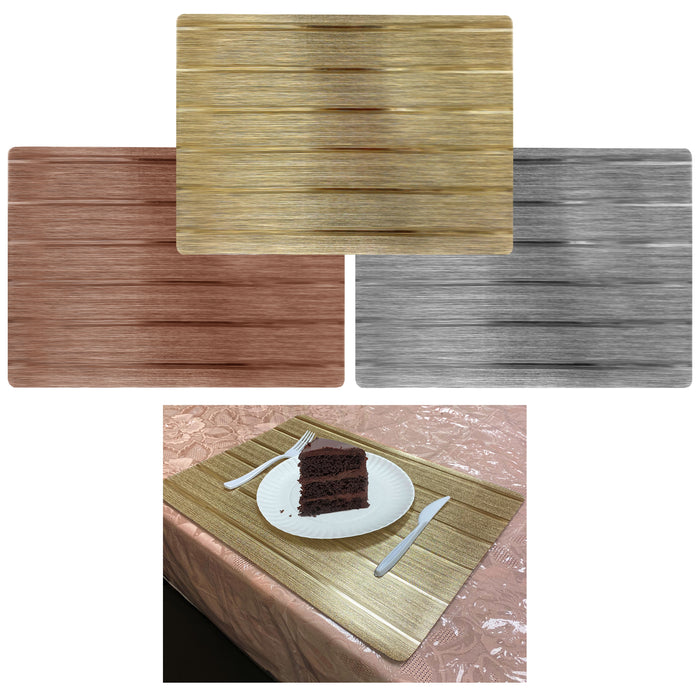 2 Placemats Table Mats Metallic Dining Room Decor Rectangle Gold Silver Bronze