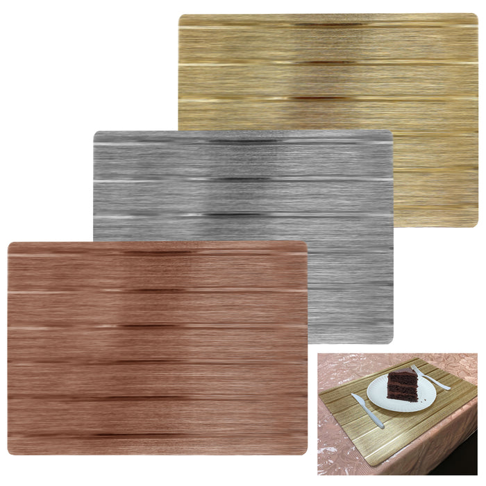 2 Placemats Table Mats Metallic Dining Room Decor Rectangle Gold Silver Bronze