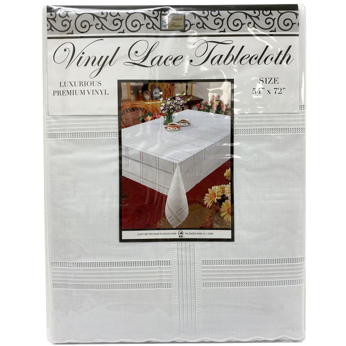 White Vinyl Tablecloth 54" X 72" Rectangular Tablecloth Lace Wedding Event Party