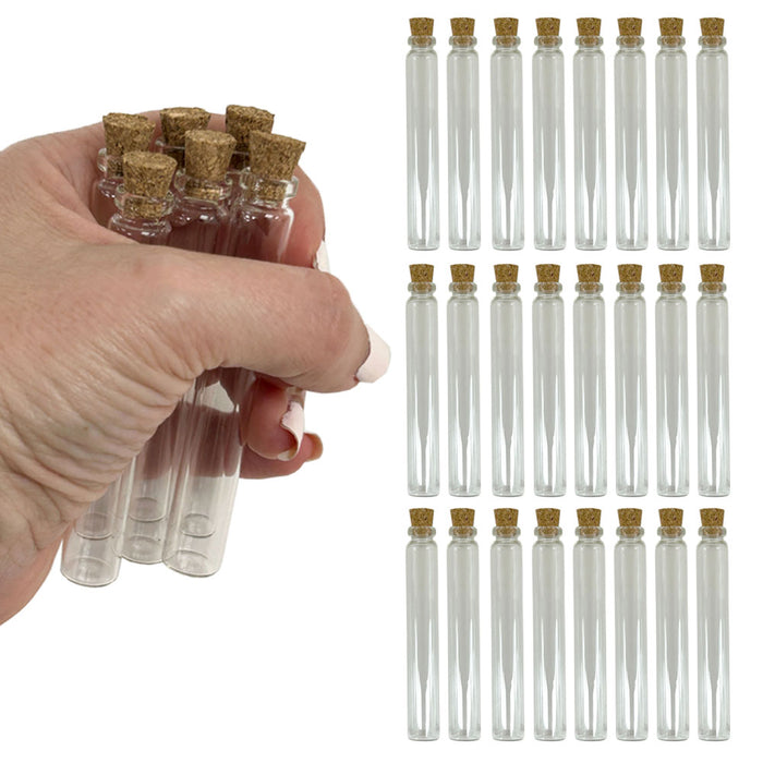 24pc 6ml Glass Tube Jar Cork Stoppers DIY Decoration Vials Cork Message Bottles