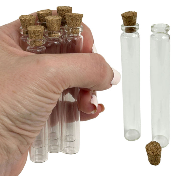 48 Pc Empty Refillable Glass Bottles Vials Jars 6ml Tube Cork Cap DIY Decoration