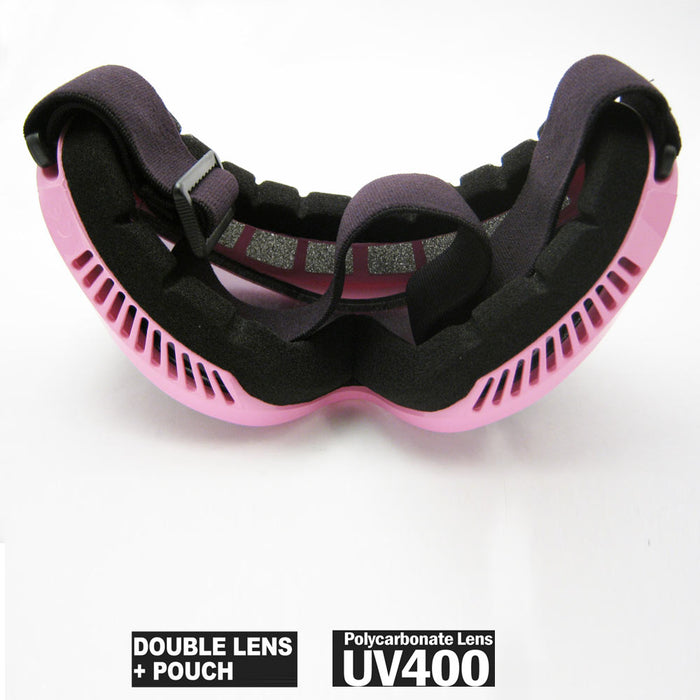 Ski Snow Goggles Snowboard Glasses Skiing Sports Adult Womens Lens Snow Pink New