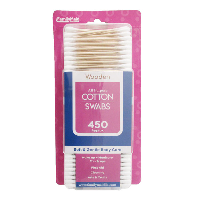 450 Ct Cotton Swabs Double Tipped Applicator Q Tip Safety Ear Wax Makeup Remover