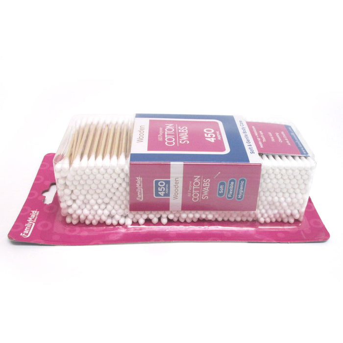 450 Ct Cotton Swabs Double Tipped Applicator Q Tip Safety Ear Wax Makeup Remover