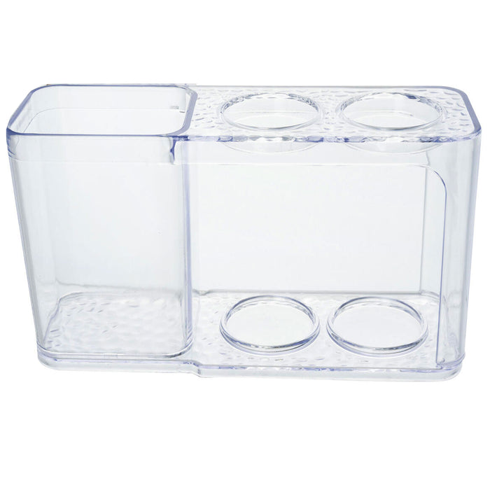 2PC Acrylic Toothbrush Organizer Holder Toothpaste Clear 3 Slot Bathroom Vanity