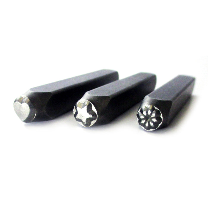 3 Pc Metal Punch Stamps Set 6mm Steel Arts Crafts Hand Punches Jewelry Stamp Kit