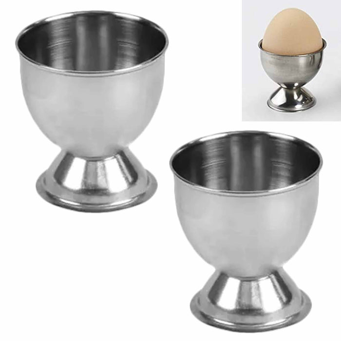 2 Stainless Steel Single Boiled Egg Cup Holder Eggs Kitchen Utensils food Cook