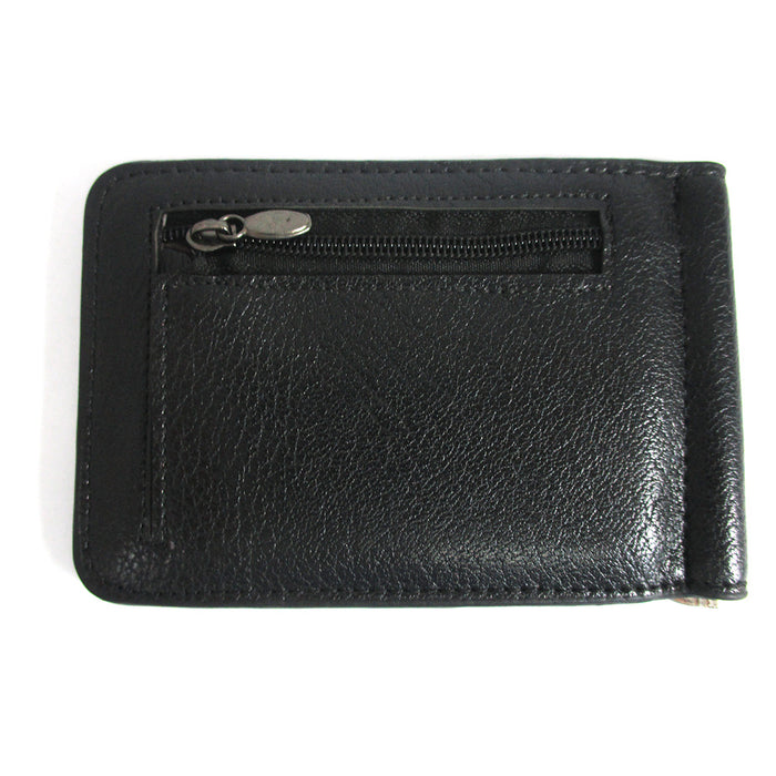 Mens Genuine Leather Money Clip Slim Wallet Magnetic Black ID Credit Card Holder