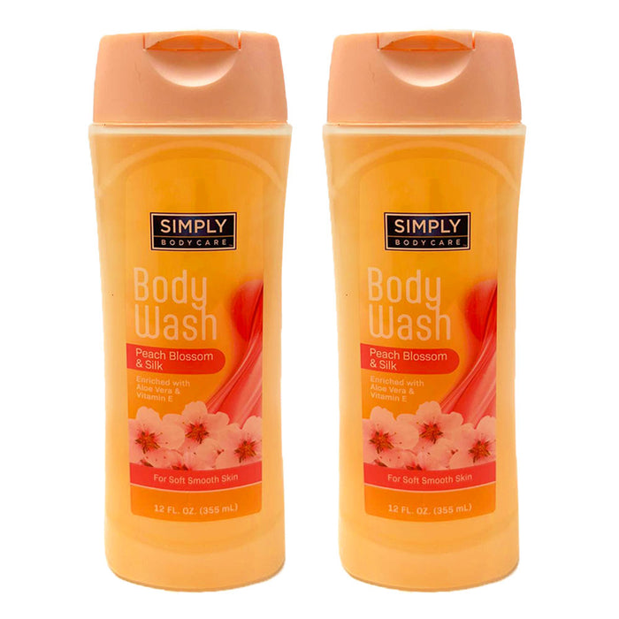2 Moisturizing Body Wash Aloe Vitamin E Peach Blossom Silky Shower Gel Soap 12oz