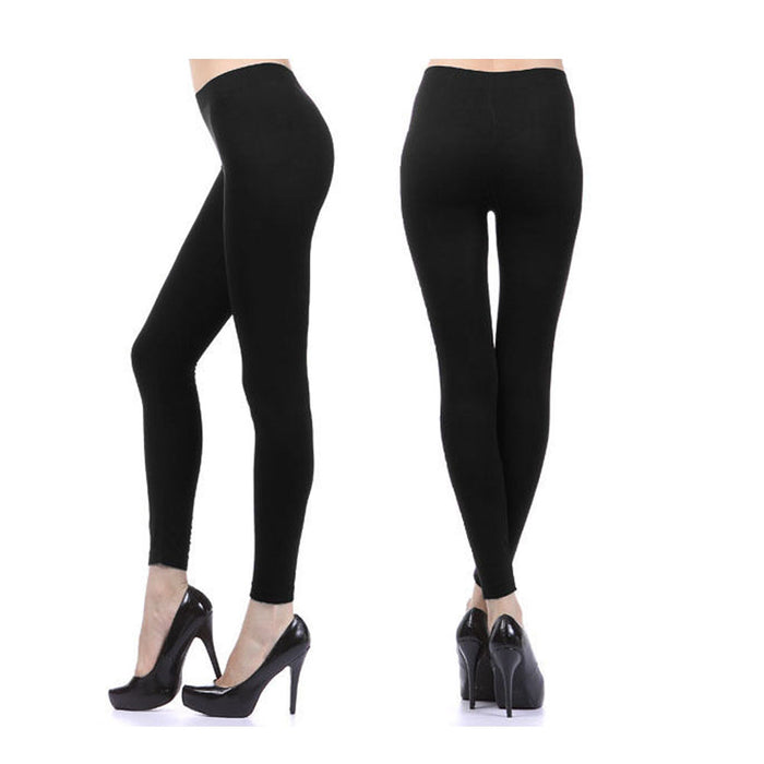 3 Seamless Fleece Black Leggings One Size Yoga Pants Stretchy Women Warm Tights