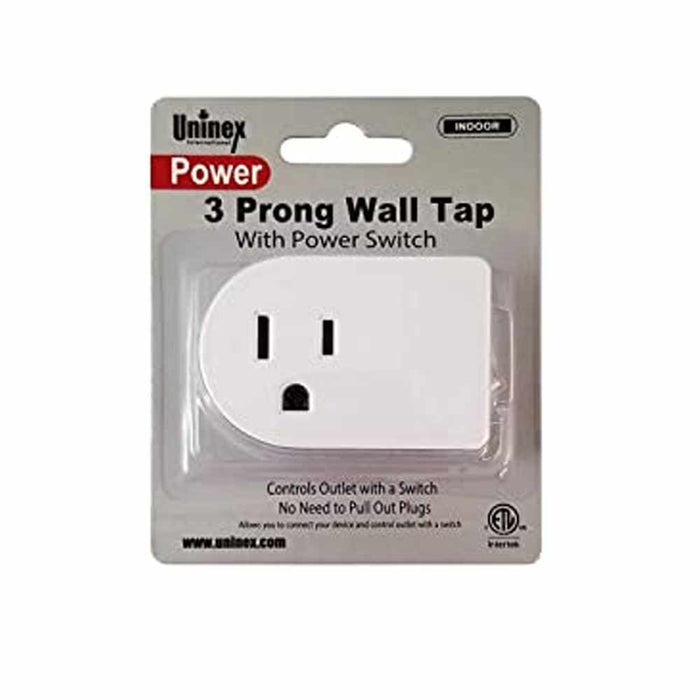 2 Pc Single 3 Pronged Plug Power Adapter With On/Off Switch Grounded Wall Tap