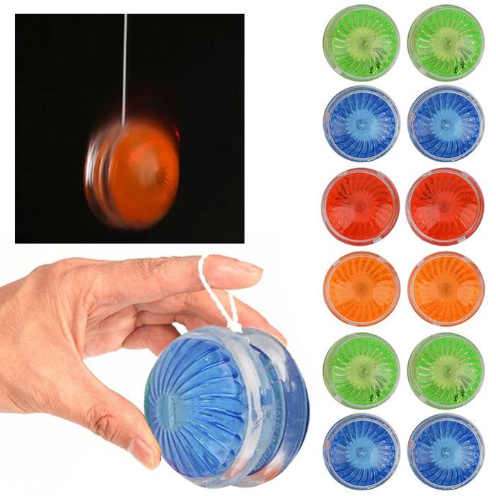 12 Pc Yo-Yo LED Flashing Light Up YoYo Classic Toy Glowing Game Gift Party Favor
