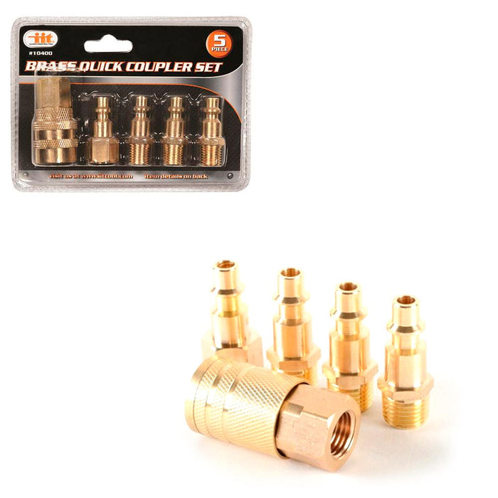5 pc Solid Brass Quick Coupler Set Air Hose Connector Fittings 1/4 NPT Tools New