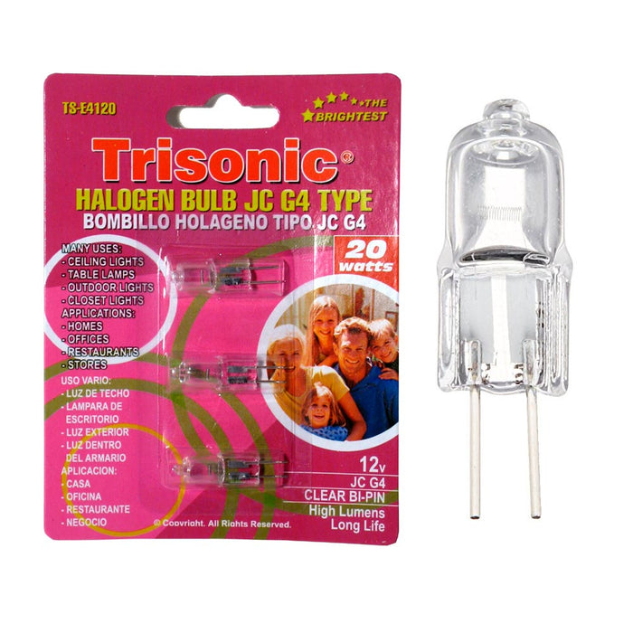 24 PC Halogen JC Light Bulb G4 12V Base 20 Watt Lamp 20W Clear Bi Pin Lumens