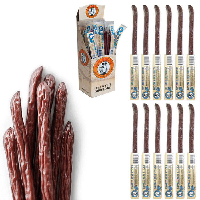 12ct Jerky Snack Sticks Smoked Beef Teriyaki Flavors Meat Hunting Camping Hiking