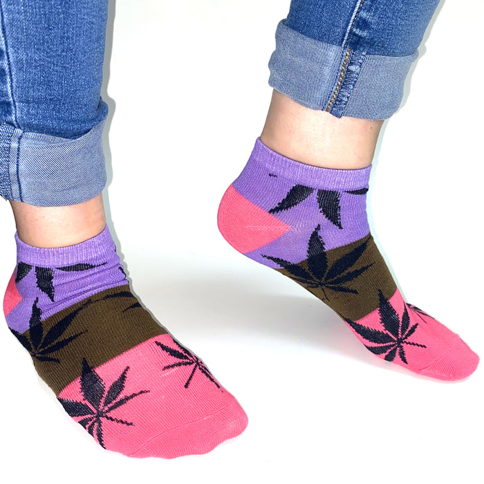 12 Pairs Womens Ankle Quarter Socks Size 9-11 Marijuana Weed Leaf Fashion Casual