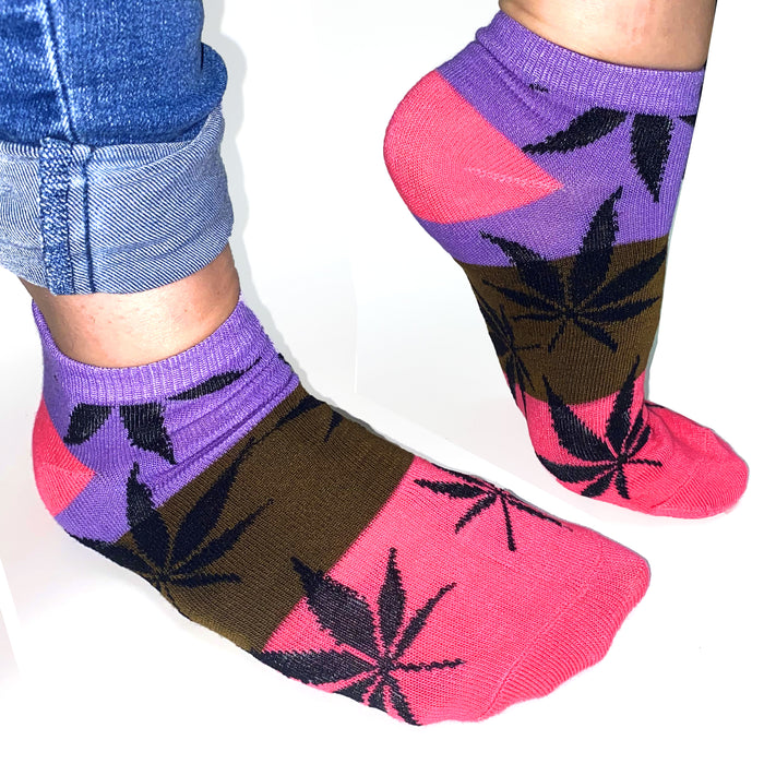 12 Pairs Womens Ankle Quarter Socks Size 9-11 Marijuana Weed Leaf Fashion Casual