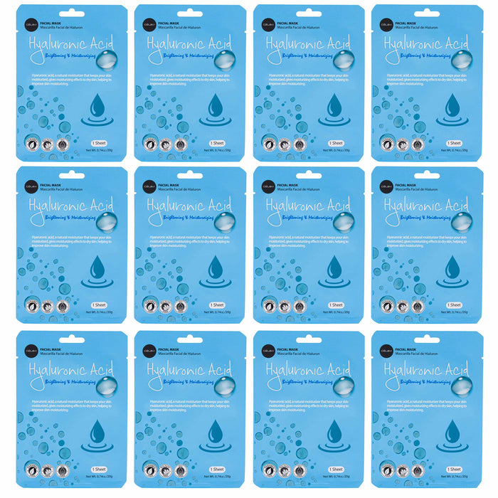 12 Pk Hyaluronic Acid Facial Mask Brightening Moisturizing Skin Beauty Treatment