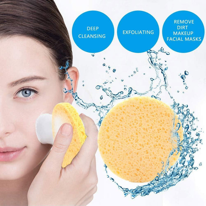 24 Pc Compressed Facial Sponges Exfoliating Face Cleansing Cellulose Scrub Pads