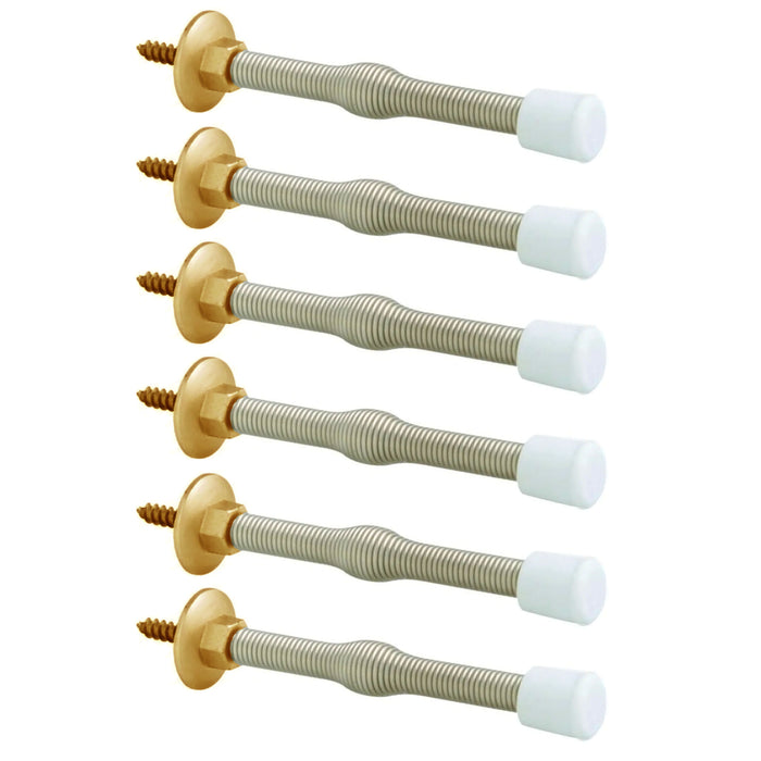 6 Pack Spring Door Stopper with Rubber Bumper Flexible Wall Door Stop Bumper 3.5