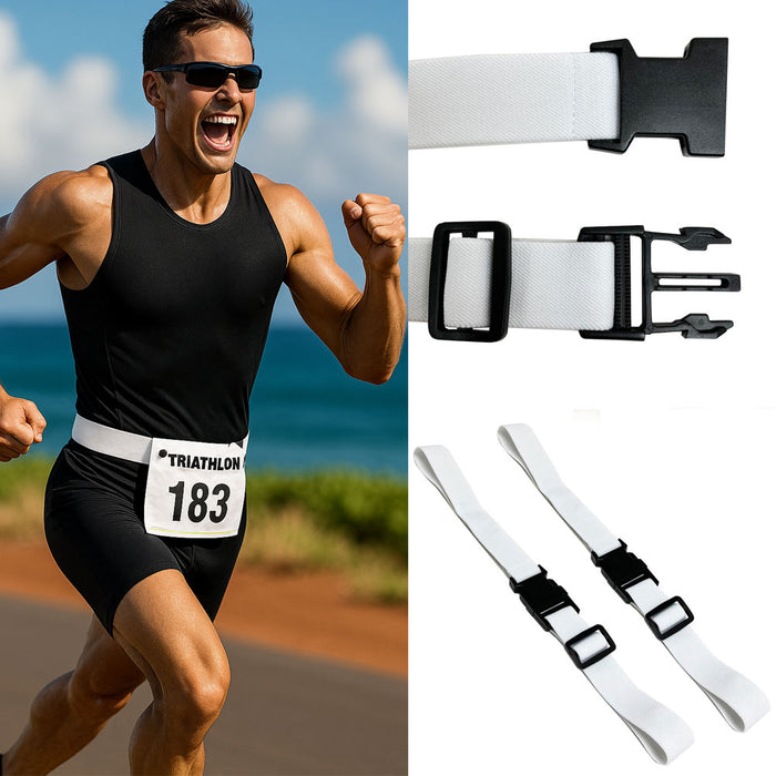 48pk Triathlon Marathon Race Number Belt Running Bib Holder Elastic Waist Strap