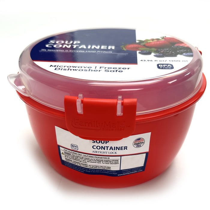3 Ct Soup Mugs 1300ml Microwave Food Containers Lid BPA Free Noodle Cup Bowl Red