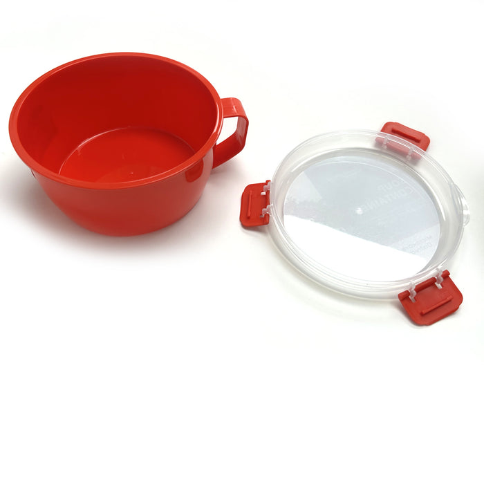 3 Ct Soup Mugs 1300ml Microwave Food Containers Lid BPA Free Noodle Cup Bowl Red