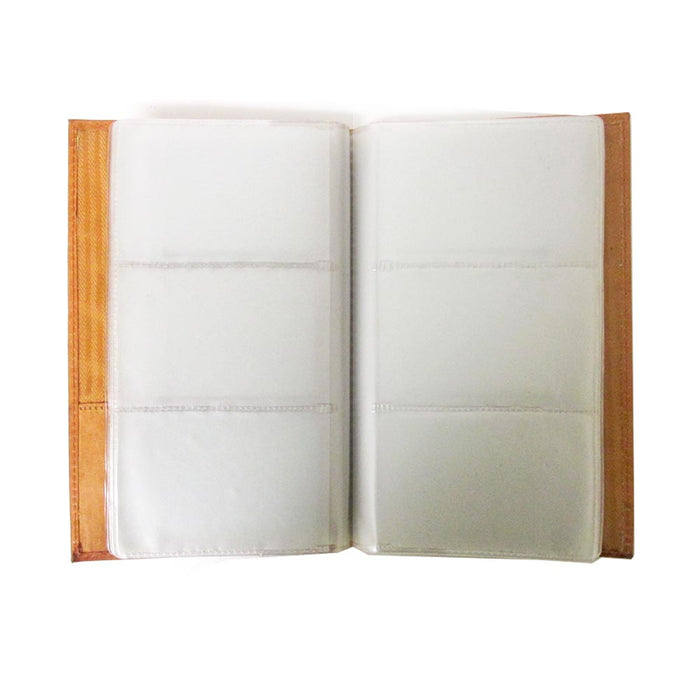 1 Tan Genuine Leather Business Card ID Holder 120 Cards Organizer Book Wallet