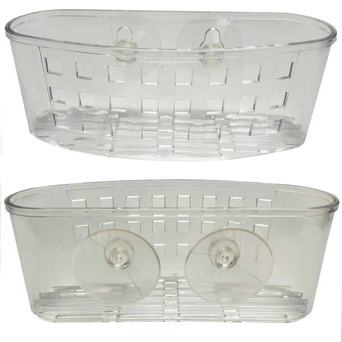 Kitchen Sink Caddy Organizer Sponge Dish Brush Holder Suction Cup Clear Plastic