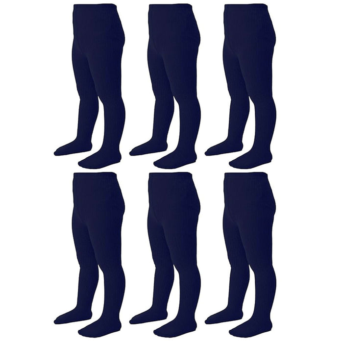 6pk Ballet Tights Footed Stockings Girls Dance Toddler Uniform Navy Medium 4-6