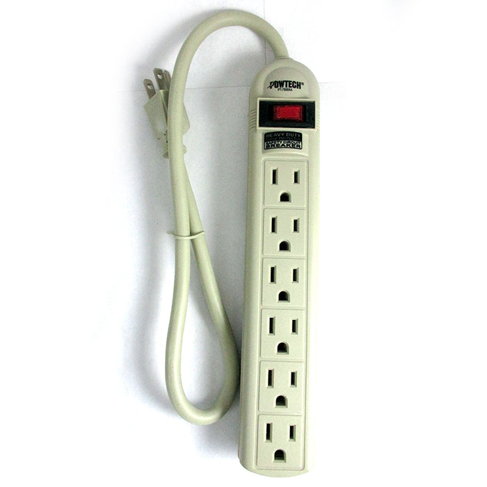24 Power Strip 6 Plug Outlet Extension Cord Surge Protection 1.5ft 90 Joules UL
