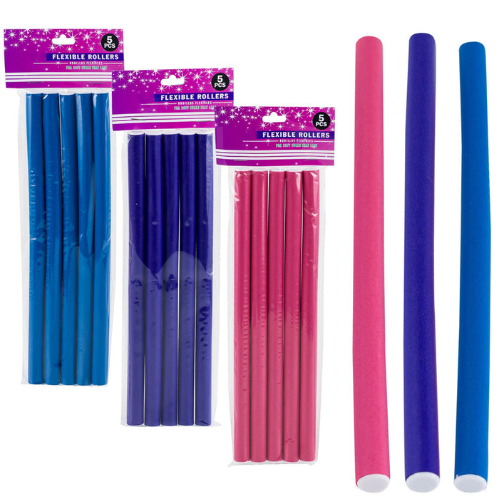 10pc Large Flexible Curl Hair Rollers Perm Rods Flexi Curlers Foam Bend Salon