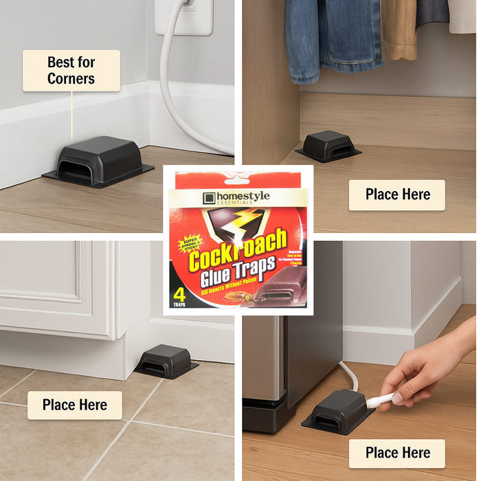 4 Roach Glue Traps Board Pest Insect Rodent Bugs Killer Control Cockroach Catch