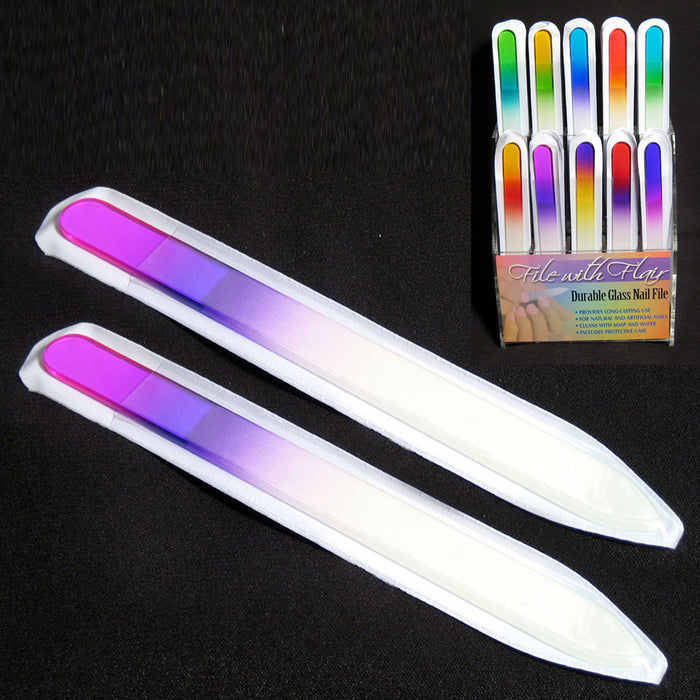 4PC Crystal Glass Nail Files w/ Case Manicure Nail Care Pedicure Fingernail File