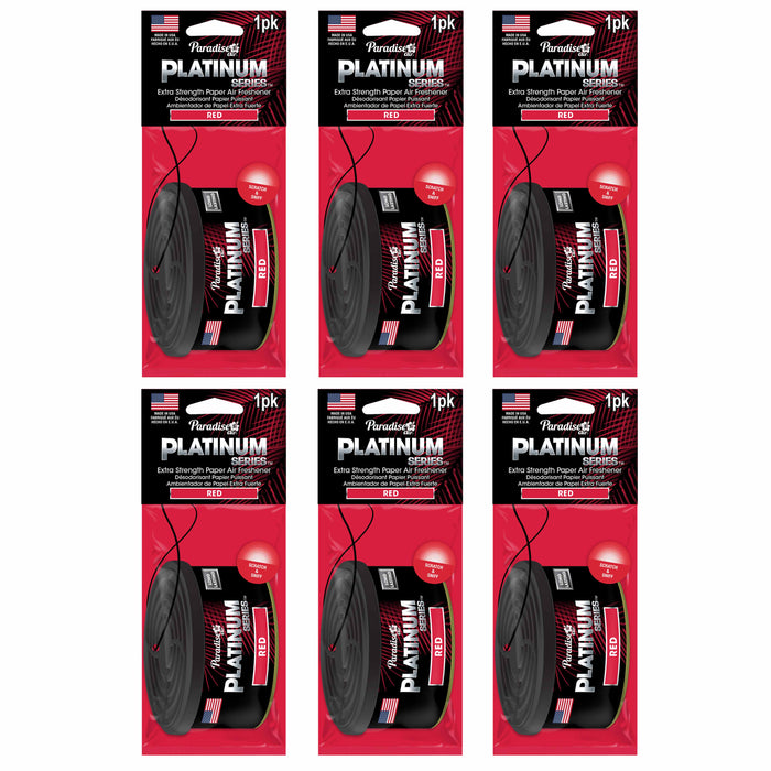 6 Pc Paradise Platinum Air Freshener Hanging Car Auto Aroma Fragrance Scent Red
