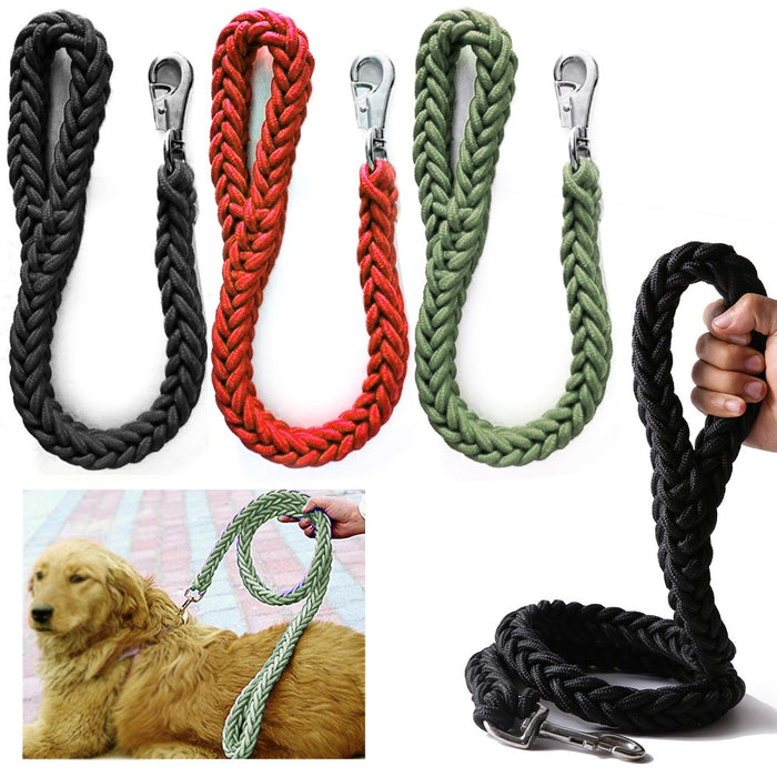 1 Heavy Duty Dog Leash Braided Thick Lead Rope Medium Large Breed Strong Hold