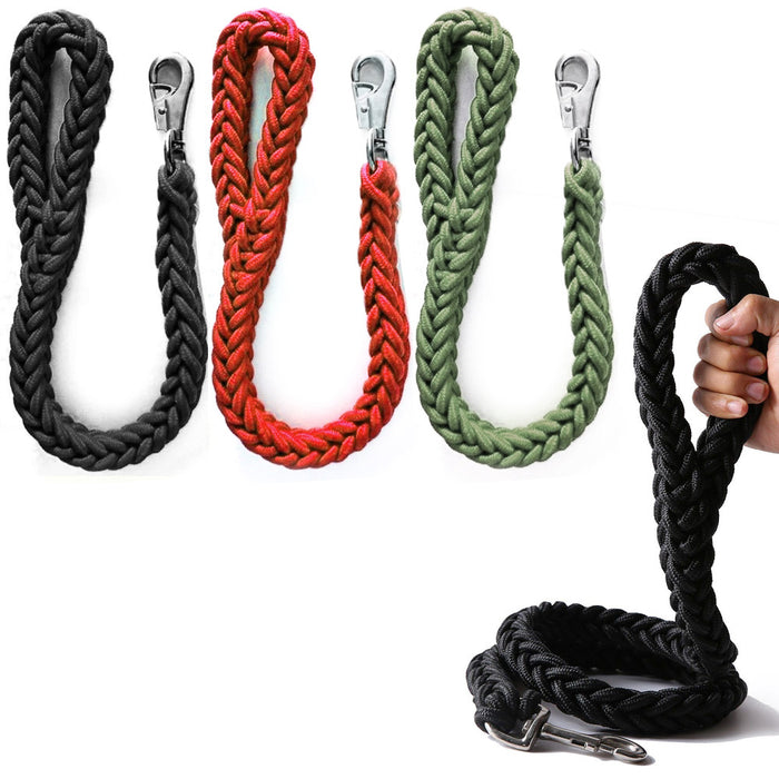 1 Heavy Duty Dog Leash Braided Thick Lead Rope Medium Large Breed Strong Hold