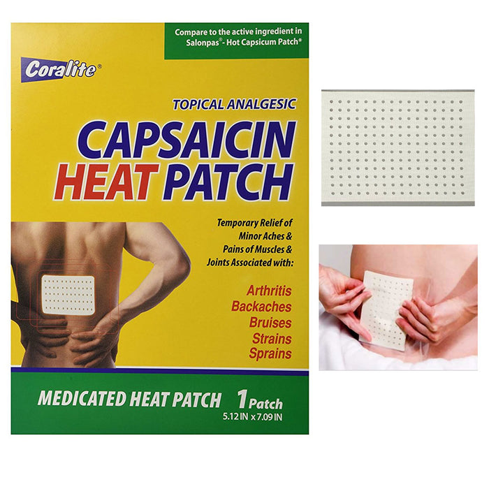 10 Pc Coralite Capsaicin Heat Patch Hot Pads Pain Relief Therapy Press Pack Wrap