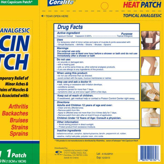4x Capsaicin Heat Patches Topical Analgesic Medicated Back Arthritis Pain Relief