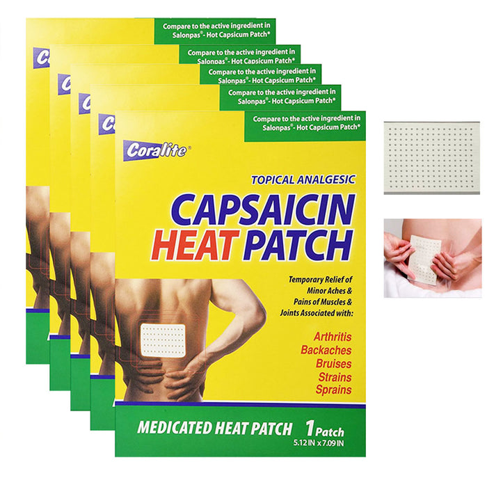 6 Pc Coralite Capsaicin Heat Patch Hot Pads Pain Relief Therapy Press Pack Wrap