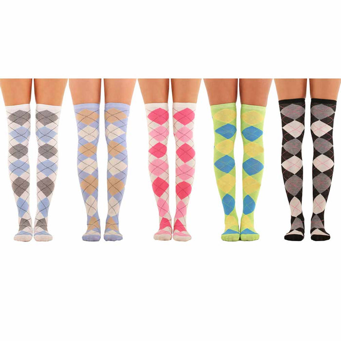 2 Pair Women Girls Long Socks Striped Over The Knee Thigh High Stocking 9-11