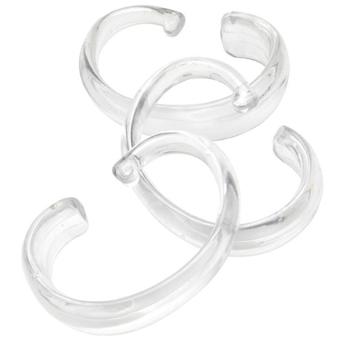 12 X Shower Curtain Rings Set Clear Plastic Hook Type C Shaped Rod Hooks Bath