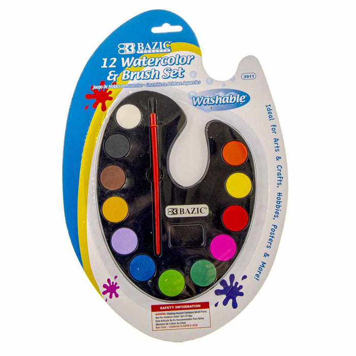 Kid School Watercolor Paint Colors Brush Set Art Craft Artists Painting Washable