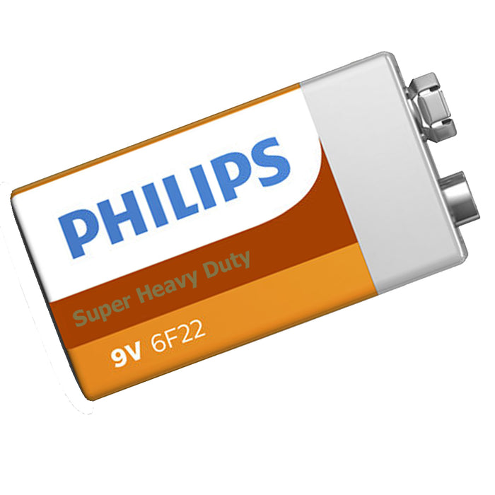 10 x 9 Volt 9V Batteries Philips Heavy Duty Battery 6F22 Alarm Detector Exp 2022