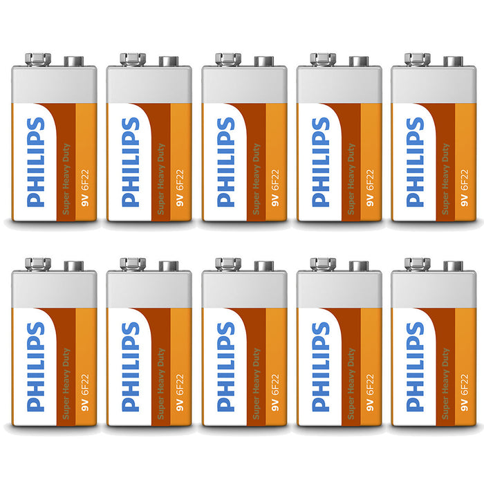 12 9V Philips Battery Super Heavy Duty 9 Volts Batteries Smoke Detector Exp 2022
