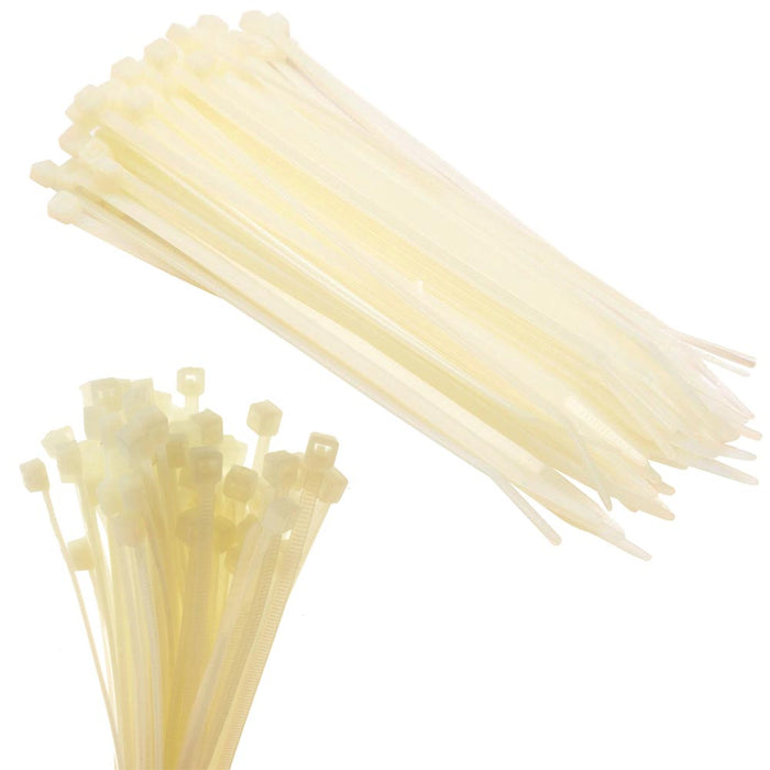 100 Pcs Zip Cable Ties Heavy Duty 8" 40 Pound Down Strap Wire Nylon Wrap White