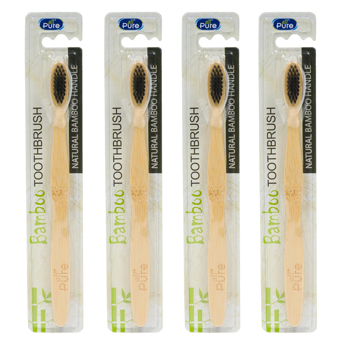 4 Pc Natural Moso Bamboo Toothbrush Soft Bristles Oral Care Clean Adult Children